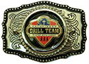 Drill Team Leather Silver Belt Buckle
